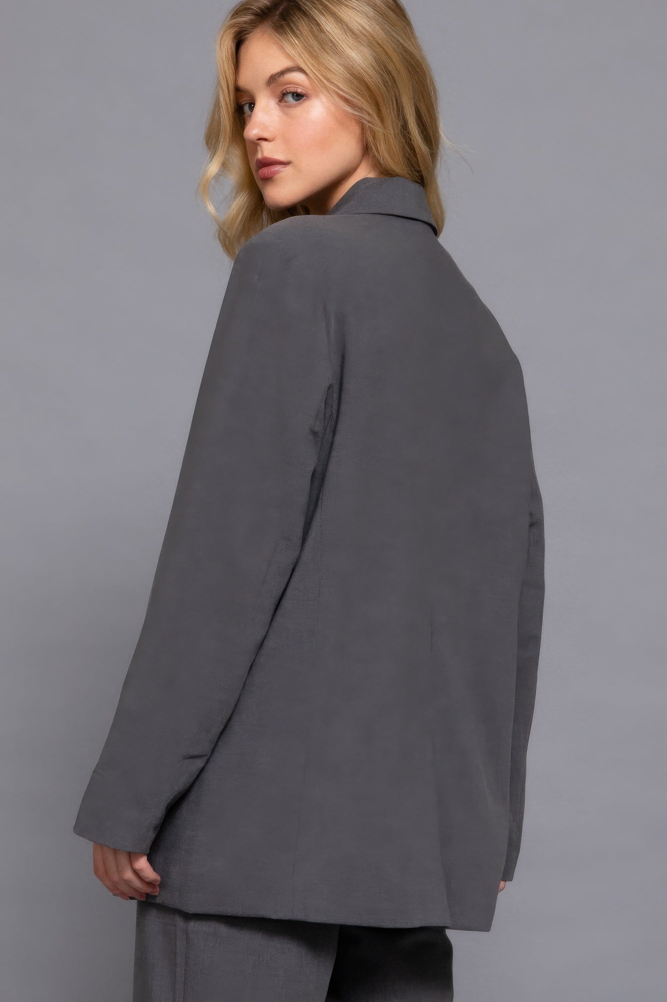 Long Sleeve Notched Collar Blazer